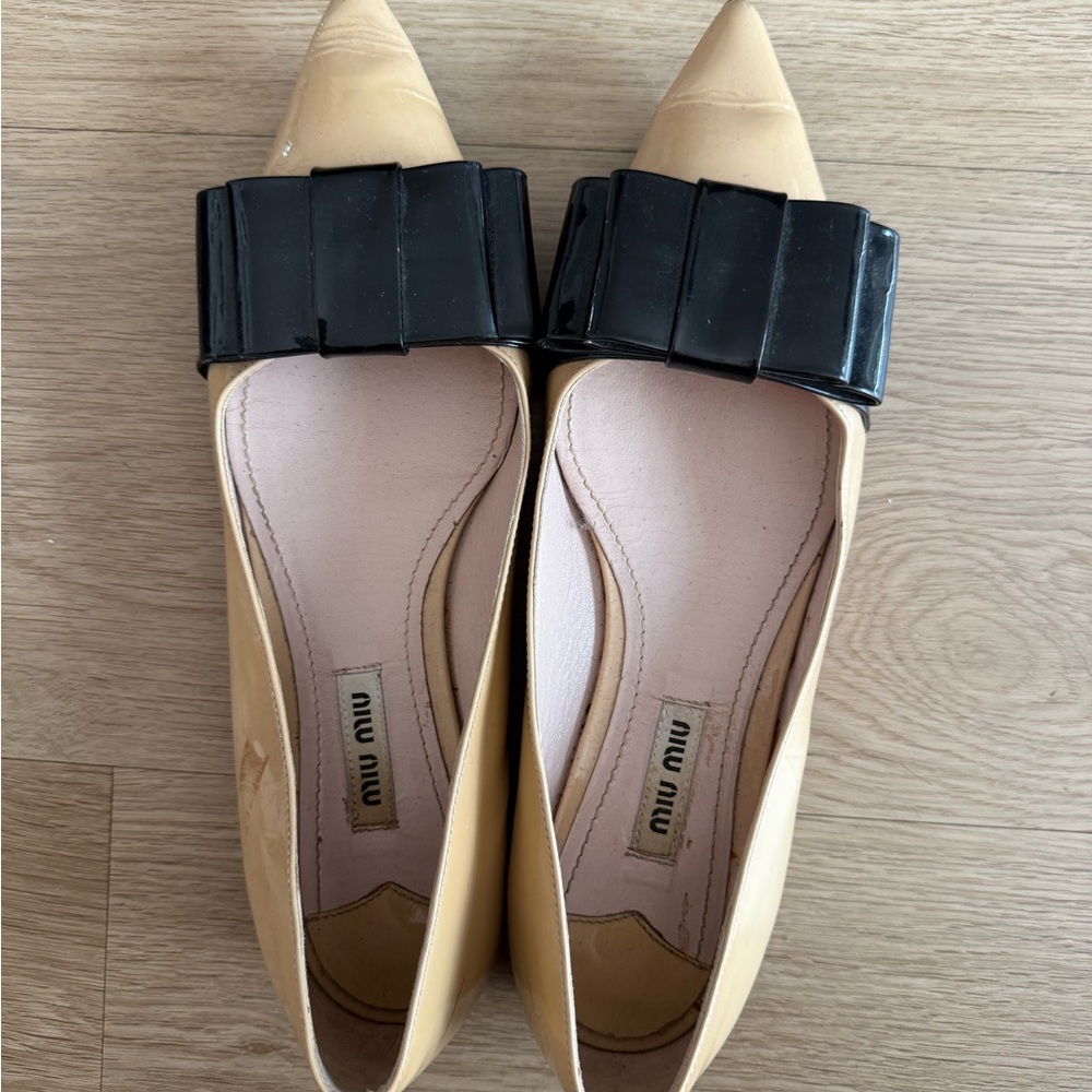 Miu Miu Beige and Black Flats